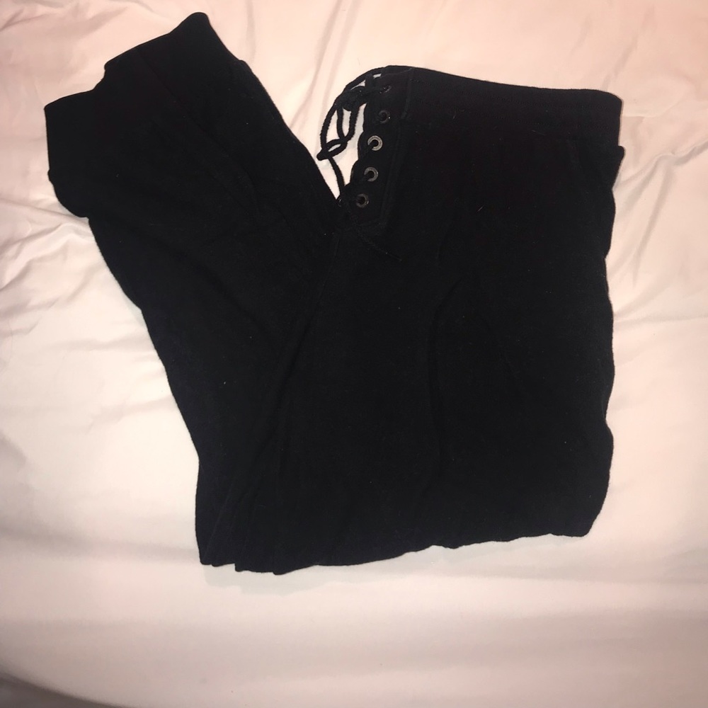 Lace up black joggers